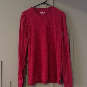 American Eagle Outfitters Men's Red Heather Long Sleeve Tee